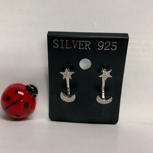 925 Silver Star & Moon Hug Earrings